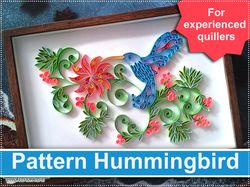 Quilling pattern hummingbird, Template hummingbird, Paper Quilling art hummingbird, Papercraft