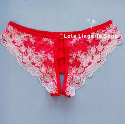 Hot sexy Open Lace panties, Best gift for lover,  Unisex lingerie,  Made to order by Lola Lingerie Brand