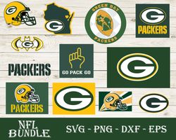 Green Bay Packers SVG Bundle, Green Bay Packers SVG, NFL SVG, PNG DXF EPS Digital File