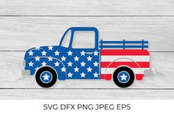 American patriotic retro truck SVG. Independence Day pickup