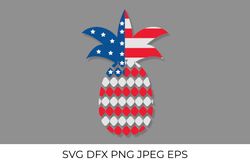 American patriotic pineapple SVG. USA Independence Day