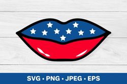 American patriotic lips. 4th of July SVG