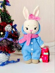 bunny rabbit in clothes crochet amigurumi toy gift for baby girl bunny in dress and bow doll easter for newborn handmade