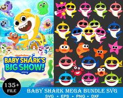 135 baby shark svg , shark svg, shark png, shark clipart, birthday shark svg, baby shark, baby shark png