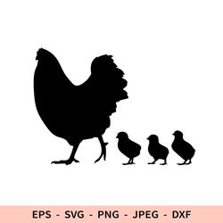 Chicken Svg Farm Bird Dxf File for Cricut Mama with chicks Png