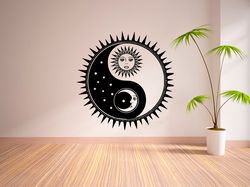 Day And Night, Moon And Sun, Yin And Yang Wall Sticker Vinyl Decal Mural Art Decor