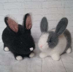Realistic crochet dutch bunny, Rabbit, Amigurumi dutch bunny, black dutch rabbit, realistic dutch rabbit, gray rabbit