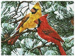Machine embroidery design Pattern Birds Cardinal Beautiful birds Image of birds Author's painting Beautiful painting
