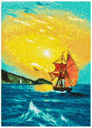 Sailing vessel, Photo stitch, Machine embroidery design, pattern, painting "sailboat", Digital design download
