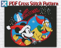 Christmas Cross Stitch Pattern / Disney Cross Stitch Pattern / Mickey Mouse Cross Stitch Pattern / Holiday Instant Chart