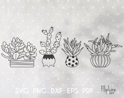 Succulent Plant SVG & PNG clipart bundle, cactus pot.