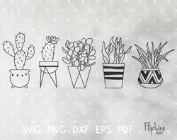 Succulent & Cactus SVG & PNG clipart bundle.