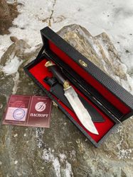 Beautiful gift set for a man knife of steel 65h13 tourist knife Berkut Russian knife