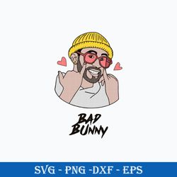 Bad Bunny SVG, Bad Bunny Heart SVG, Bunny Rapper SVG Digital File