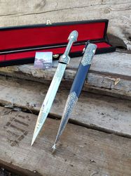 A beautiful gift set for men Caucasus Dagger made of 65x13 steel, hilt Melchior