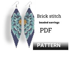 Earring pattern for beading - Brick stitch pattern for beaded fringe earrings - Instant download. Bead weaving. Flowers