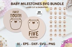 Baby milestones SVG bundle Baby bear milestones disc svg