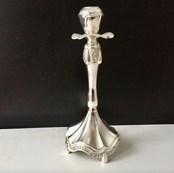 Silver plated candlestick  Vintage 2000s | Processed stem - silver plated | Round foot | Made in Russia | High: 10"