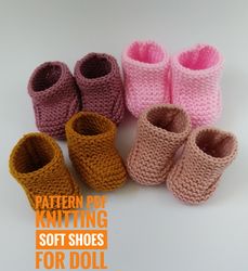 Pattern PDF soft shoes for doll 13-14 inch, tutorial booties doll, pattern socks doll, knitting clothes for Gordi doll
