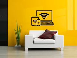 IT Technology Sticker, Wi-Fi, Laptop, Tablet, Smartphone Wall Sticker Vinyl Decal Mural Art Decor