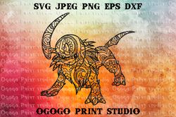 Absol SVG, Mandala svg, Pokemon Svg cut file, Zentangle SVG