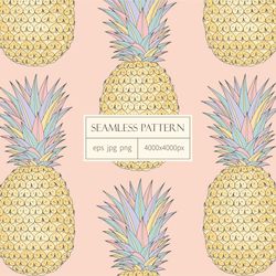 Seamless pattern with pineapples. Digital paper.