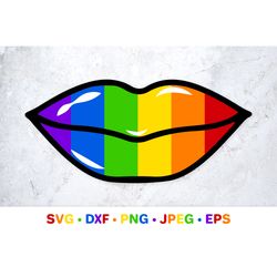 Rainbow lipstick kisses SVG. LGBT flag lips. Gay pride month