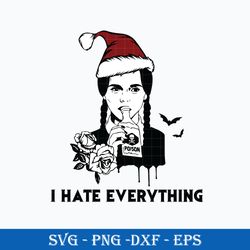I Hate Everything Santa SVG, Wednesday Addams Santa Hat SVG, Wednesday SVG