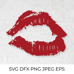 Lipstick kiss SVG. Glamour lips print