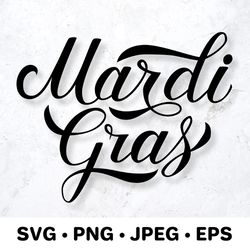 Mardi Gras calligraphy lettering SVG. Fat Tuesday