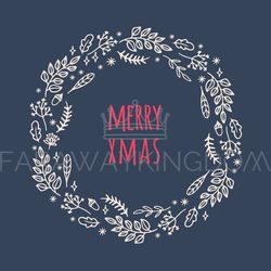 ABSTRACT HYGGE WREATH Floral Hand Drawn Vector Illustration