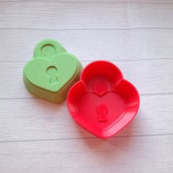 Heart Lock BATH BOMB MOLD STL File for 3D Printing
