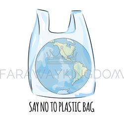 AMERICA NO PLASTIC Ecological Problem Vector Illustration Set