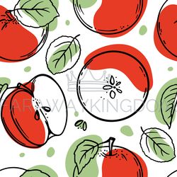 APPLE PATTERN Delicious Fruit Seamless Vector Illustration