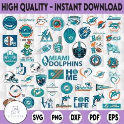 47 Files Miami Dolphins, Miami Dolphins svg, NFL Logo svg, NFL svg, Football Svg Bundle