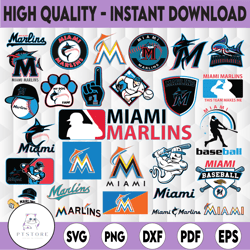 28 Files Miami Marlins Svg,Miami, Marlins svg, Baseball Clipart, Instant Download