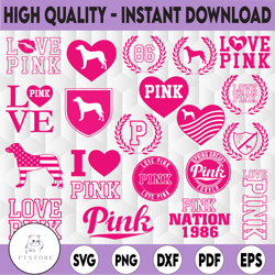 Love Pink Bundle SVG File Love Pink Clip Art Love Pink VS Love Pink Printable , Logo Cut Files, Instant Download