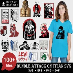 100 Attack On Titan Bundle Svg, Levi Svg, Eren Svg, AOT Svg
