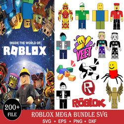 200 Roblox PNG, SVG Bundle, Kid Gaming SVGs, Kids Accessories SVGs, Roblox Clipart, Kids gaming art