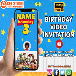 Toy Story Birthday Invitation Video, Toy Story Video Invitation, Toy story personalized invitation, Animated toy story