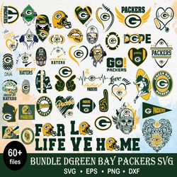 60 Green Bay Packers bundle svg, Packers svg, Nfl svg, png, dxf, eps digital file