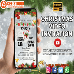Merry Christmas Party Invitation, Kids Christmas party, Digital Christmas Invitation, Electronic Christmas, Holiday Cock