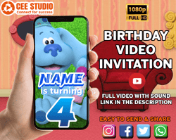 Blue's Clues & You Video Invitation | Blues clues Birthday Party | Blue's Clues Animated invitation | Custom Video