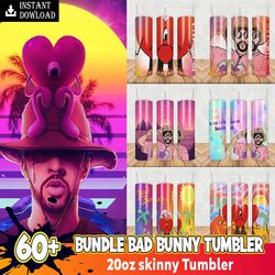 New 60 Bad Bunny 20oz Skinny Tumbler Sublimation Designs for Straight Tumbler Design, PNG Digital Download