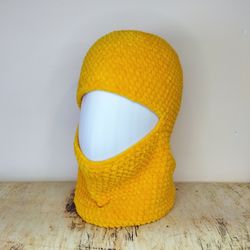 Fluffy balaclava ski mask crochet Orange balaclava full face mask Velvet balaclava hand knit Plush helmet hat unisex