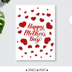 Motrers Day card with origami red hearts