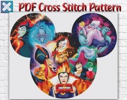 Disney Villains Cross Stitch Pattern / Villains PDF Cross Stitch Chart / Mickey Mouse Counted Cross Stitch Pattern