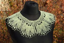 Knitted Lace Collar for women, light green knitted collar for women