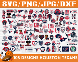 105 Designs Houston Texans Football Team SVG, DXF, PNG, EPS, PDF