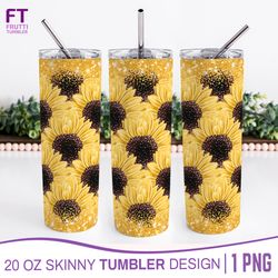 Yellow Tumbler Sublimation Wrap - Sunflower Tumbler PNG